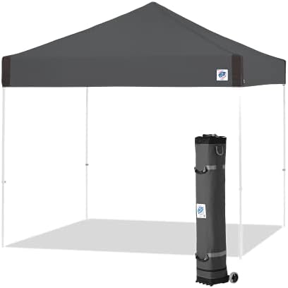 E-Z UP Pyramid Instant Shelter Canopy Pop Up Tent, 10' x 10' with Wide-Trax Roller Bag & 4 Piece Spike Set, Royal Blue