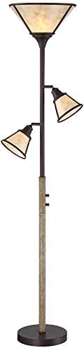 Plymouth 72" Bronze and Mica Torchiere Floor Lamp Living Room