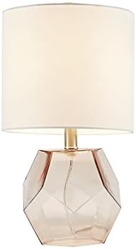 510 Design Bella Glass Table Lamps for Bedroom, Nightstand Light With Cotton Blend Fabric Shade, Rotary Switch, 60" Corded, 60W Bulb, Transitional