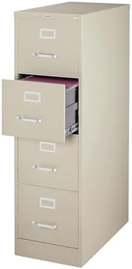 Staples 4-Drawer Vertical File Cabinet, Letter Size Documents, Lockable, 26.5" D x 15" W x 51.97" H, Putty/Beige