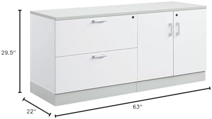 NBF Storage Cabinet Lateral File Combo for Office Organization, White