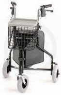 3 Wheeled Walker Red Color Wire Basket and Large Vinyl Storage Pouch Included. Weight Capacity 250 lbs.