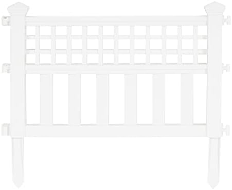 Suncast Grand View 14.5 x 24 Inch Resin Yard Garden Border Fence, White (3 Pack)