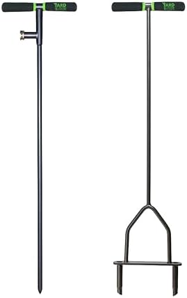 Yard Butler Manual Lawn Coring Aerator, ID-6C - Lawn Care Tool for Aerating - Long-Handled - Power-Coated Steel Construction - Comfortable Cushioned Handles Garden Tool - Easy to Use | Long-Handled Aerator, Powder-Coated Steel Construction, Cushioned Han…