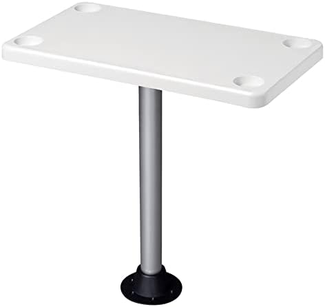 Wise 8WD944 Rectangular Pontoon Table with 4 Recessed Cup Holders, White