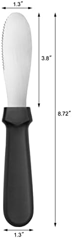 New Star Foodservice Plastic Handle Stainless Steel Butter Spreader, 8.75-Inch, Black, Set of 4