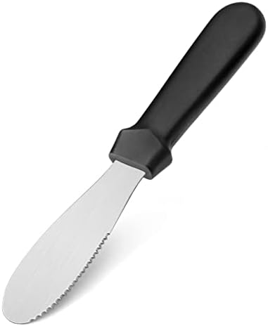 New Star Foodservice Plastic Handle Stainless Steel Butter Spreader, 8.75-Inch, Black, Set of 4