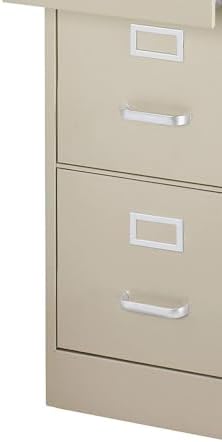 Staples 4-Drawer Vertical File Cabinet, Letter Size Documents, Lockable, 26.5" D x 15" W x 51.97" H, Putty/Beige