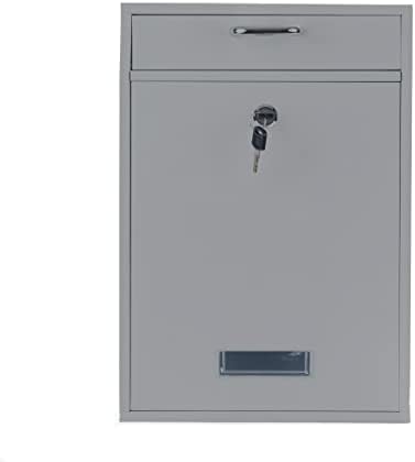 Wall Mounted Locking Vertical Dropbox Mailbox - Safe and Secure (Large) | Made with Galvanized Steel (Black)