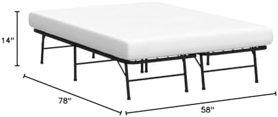 Linenspa Folding Metal Platform Bed Frame - Easy Assembly - Sturdy Steel - No Box Spring Needed - Underbed Storage - Mattress Foundation - 14" High