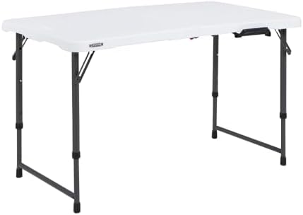 LIFETIME Fold-in-Half Adjustable Folding Table, 4 Foot
