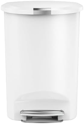 simplehuman 50 Liter / 13 Gallon Semi-Round Kitchen Step Trash Can with Secure Slide Lock, Black Plastic
