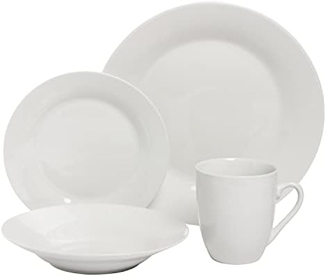 10 Strawberry Street Simply Square 16 Piece Dinnerware Set, Porcelain, White
