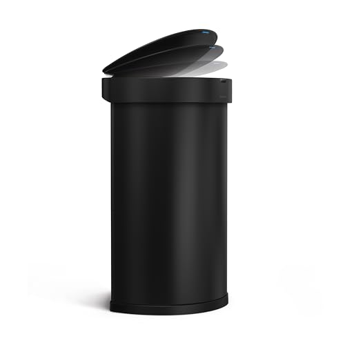 simplehuman 45 Liter / 12 Gallon Semi-Round Automatic Sensor Trash Can, Brushed Stainless Steel