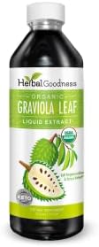 Herbal Goodness Soursop Graviola Liquid Drops Extract, Bitters 12Fl Oz | 15X Strength Organic Guanábana Hoja, Soursop Leaves Extract for Gut Health, Cell & Immune Support, Vegan, Non-GMO