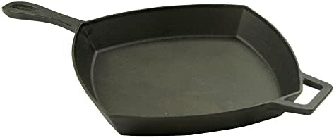 Bayou Classic 7433 12-in Square Cast Iron Skillet Features Helper Handle Perfect For Breakfast Pan Frying Sautéing and Baking