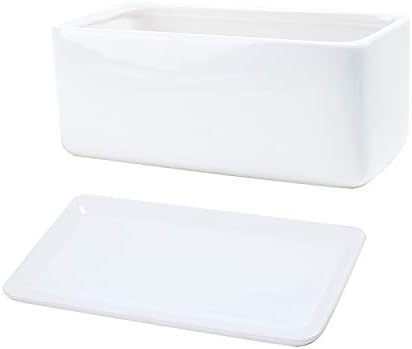 10 inch Rectangular White Ceramic Planter Pot Succulent Cactus Herb Flower Container Window Box Saucer Removable Drip Tray Base Drain Holes Home