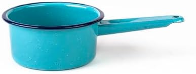 Cinsa 1 Qt Granite Ware Saucepan - Enamel on Steel, Turquoise Blue | Antibacterial Non-Porous Porcelain Finish for Indoor & Outdoor Cooking - Even Heat Distribution for Consistent Results
