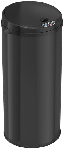 iTouchless 13 Gallon Touchless Sensor Kitchen Trash Can with Odor Control System, Brushed Stainless Steel, Round Garbage Bin for Home or Office - IT13RCB