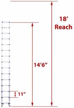Telesteps 1800EP Pro Series Wide Step Telescoping Extension Ladder – 14.5 ft Height, 18 ft Reach | Type 1A 300 lb Rated
