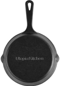 Utopia Kitchen Cast Iron Skillet 12 Inch Pre-Seasoned PFAS-Free Black | Chef Pan, Even Heat Distribution, Stovetop, Oven, Campfire and Grill Safe, Large Skillet, Indoor Outdoor Use
