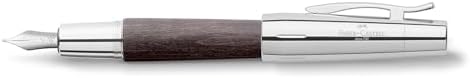 Faber-Castell e-motion Fountain Pen, Wood and Chrome Brown - Fine
