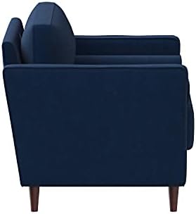 Studio Living® Lexington 39.4" Arm Chair, Mid-Century Modern, Pocket Coil Comfort, Easy Assembly, Woven Fabric, Navy Blue
