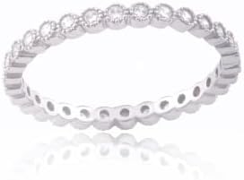 SILVERCLOSEOUT Rhodium Plated Sterling Silver Cz Cubic Zirconia Stackable Womens Eternity Band Promise Ring for Ladies (Size 4-11)