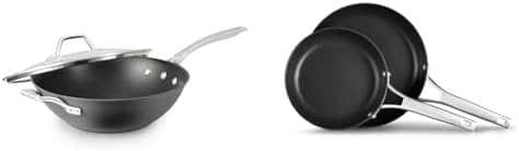 Calphalon Signature Hard-Anodized Nonstick Wok, 12", Flat-Bottom, Oven-Safe, PFOA-Free, Black