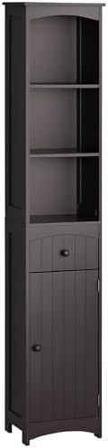 HOMCOM Bathroom Storage Cabinet Free Standing Bathroom Storage Unit White | Tall Linen Tower, 3-Tier Shelves, Drawer