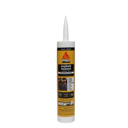 SIKA Sikaflex-410 Asphalt Sealant, Black, Self-Leveling Hybrid Sealant for Filling Cracks in Asphalt Driveways, Roadways