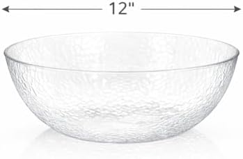 Lillian Collection Stunning Clear Plastic Round Hammered Bowl - 12" (1 Pc.) - Unique Textured Design - Perfect for Parties & Displays