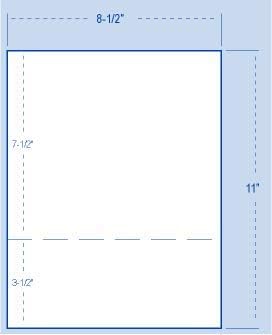 KDM 5050, Perforated Paper 8-1/2" X 11", Perfed 3-1/2" From Bottom 20#, 2500 per Carton