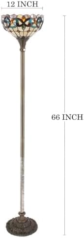 WERFACTORY Tiffany Floor Lamp Stained Glass Torchiere Standing Corner Light