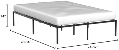 Linenspa Folding Metal Platform Bed Frame - Easy Assembly - Sturdy Steel - No Box Spring Needed - Underbed Storage - Mattress Foundation - 14" High