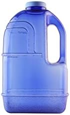 New Wave Enviro Iconic 1 Gallon Round BPA Free Water Bottle with Stainless Steel Cap and Integrated Handle, Ideal for Gym and Outdoor Life, Blue