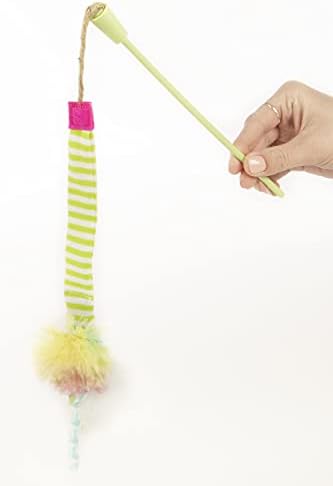 SmartyKat Frisky Flyer Feather Wand Cat Toy, Extendable Up to 24" - Blue, One Size