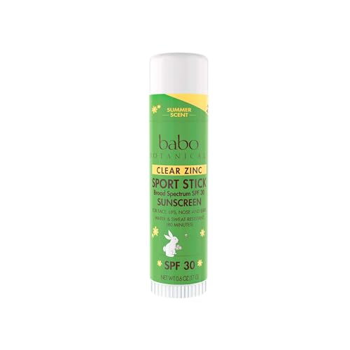 BABO Botanicals Sheer Zinc Mineral Sunscreen Sport Stick SPF30- Natural Zinc Oxide- Shea Butter- Fragrance-Free - Water Resistant - Made Safe Certified