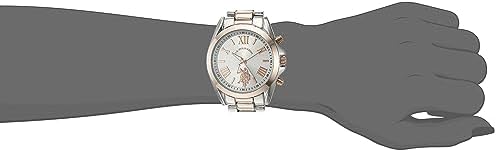 U.S. Polo Assn. Women's Two-Tone Analog Watch – Silver Dial with Rose Gold Accents, 41mm Metal Case