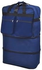 40" Navy Blue Large Expandable Rolling 6 Wheeled Duffel Bag Spinner Suitcase Luggage