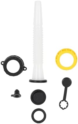 Universal Gas Can Spout Replacement, Gas Can Nozzle with Gasket, Stopper, Collar Caps (Black and Yellow) & gas can vent caps, Pack of 3