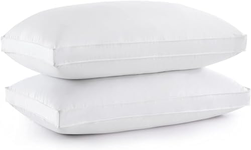 puredown® Goose Feathers and Down White Pillows with 100% Cotton Cover, Bed Sleeping Hotel Collection Pillows Set of 2, Standard Size