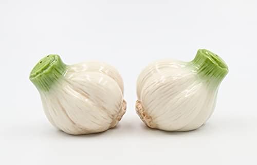 Cosmos Gifts Garlic Salt and Pepper Set, Ceramic, 2-1/4-Inch