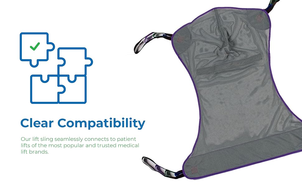 Patient Aid Mesh Full Body Sling - Clear Compatibility