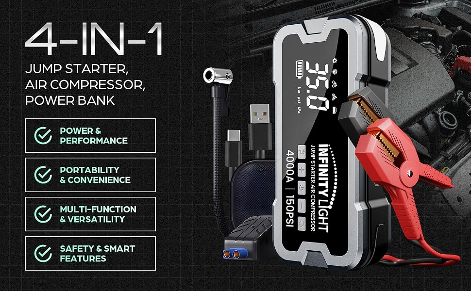 Jump Starter - Air Compressor - Power Bank