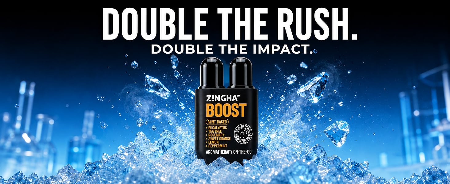 Zingha Boost mint aromatherapy inhaler with icy vapor and essential oil blend