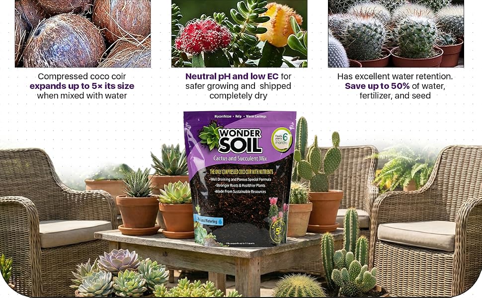 cactus succulent coco coir mix porous ready formula indoor outdoor plants soil organic natural