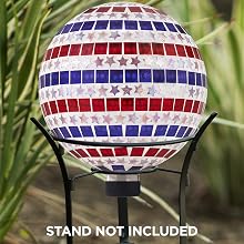 HGY434 - 10&amp;#34; Diameter Indoor/Outdoor Patriotic Glass Stars and Stripes Gazing Globe Yard Decoration