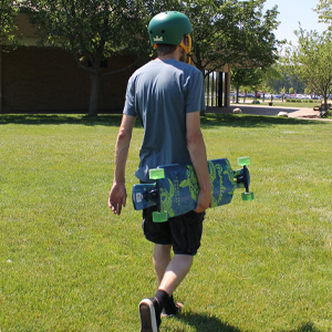 Longboard with Krown Helmet
