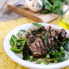 Grilled Chops with Spinach &amp; Pea Salad- Fresh New Zealand Spring Lamb